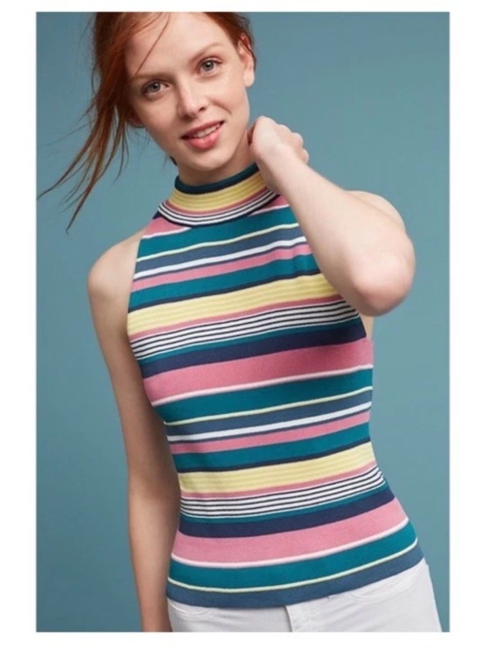 Anthropologie Maeve Iana Striped Sweater Top Sleeveless  L